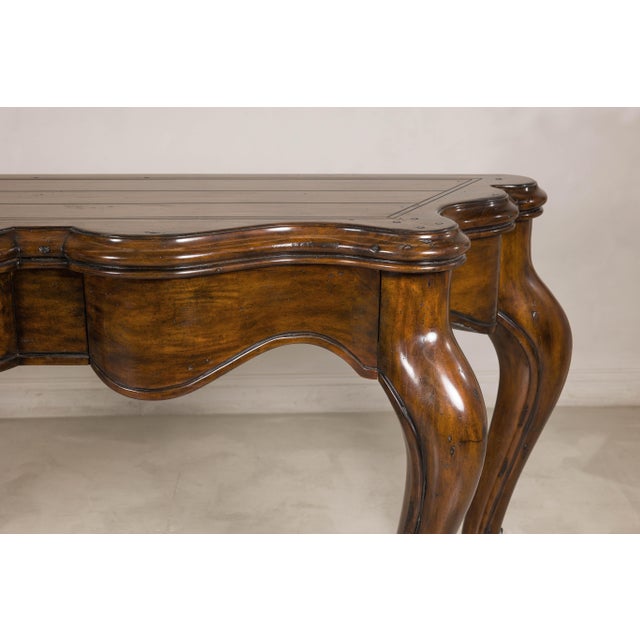 Late 20th Century Marge Carson Walnut Serpentine Console Table with Cabriole Legs For Sale - Image 14 of 18