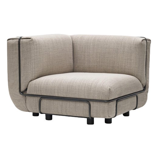 Mid-Century Modern Lounge Corner Chair with Steel Frame by Gijs Bakker For Sale