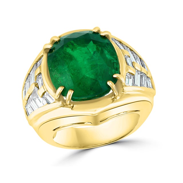 Agl Certified Minor Traditional 15Ct Colombian Emerald & Diamond Ring 18k Unisex For Sale In New York - Image 6 of 8