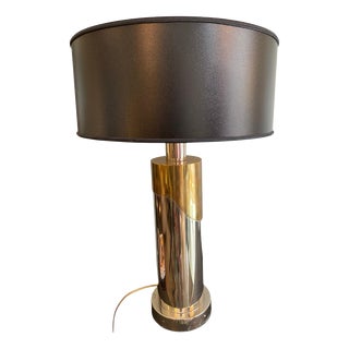 Vintage Table Lamp in Brass and Steel, 1970s For Sale
