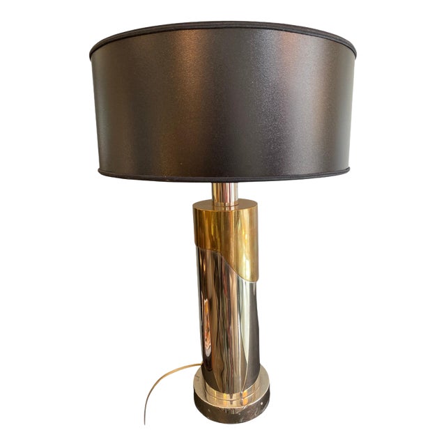 Vintage Table Lamp in Brass and Steel, 1970s For Sale