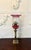 Gold Antique Victorian Brass Oil Lamp with Cranberry Glass Font and Corinthian Column, 1860 For Sale - Image 8 of 8