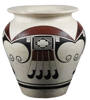 Terracotta Vase Painted with Black and Red Graphic Decorations, 1980
