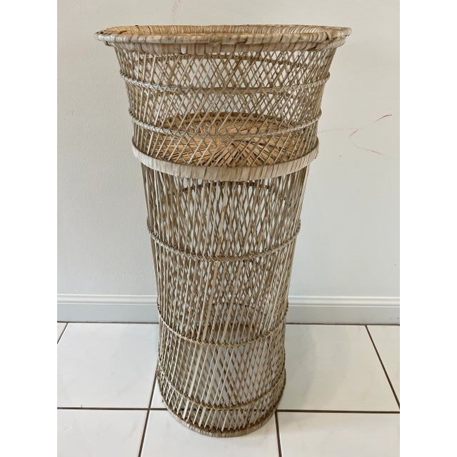 Tall Wicker Rattan Planter Stand For Sale - Image 9 of 13