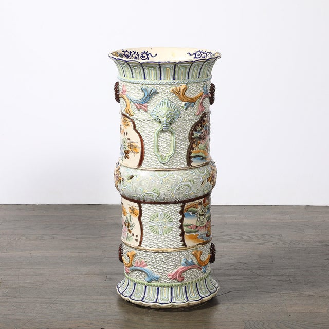 Vintage Japanese Satsuma Bead-Design Ceramic Umbrella Stand For Sale - Image 11 of 14