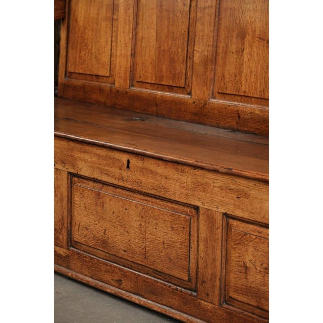 Antique English Oak Hall Bench with Storage Space For Sale - Image 16 of 18