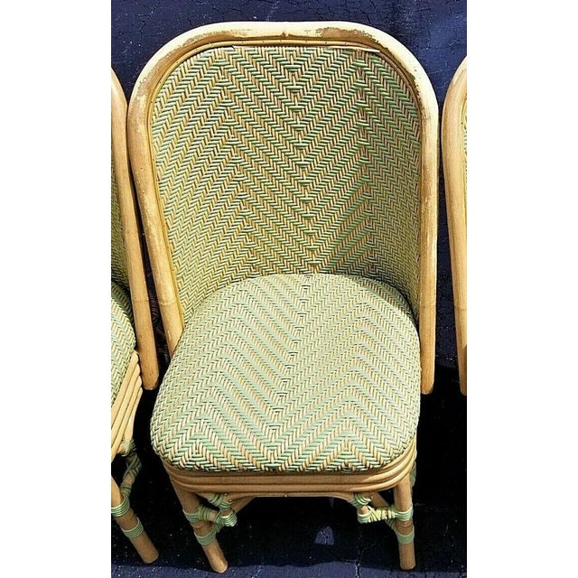 1990s Outdoor Dining Chairs Aluminum Rattan by Lane - Set of 4 For Sale - Image 5 of 12