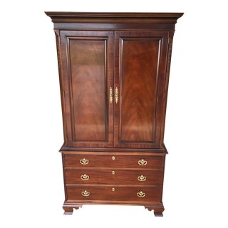 Henredon Chippendale Style Mahogany 3 Drawer Armoire For Sale