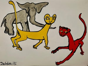 Alexander Calder, Elephant, Lions Bold Color Lithograph Alexander Calder Unfinished Revolution, 1975