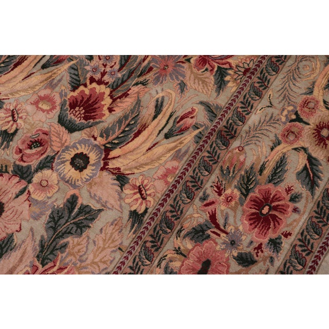 Floral 1990's Pak-Persian Green/Green Wool Rug - 9'0'' X 12'3'' For Sale - Image 4 of 9