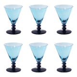 Fusion Two-Tone 6-Piece Cocktail Glass Set, Night Blue with Aqua For Sale