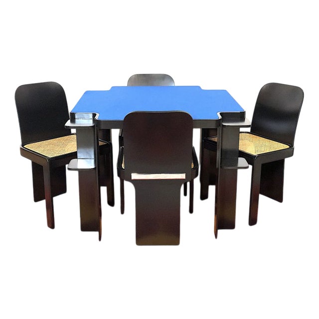 Table and Game Chairs Set by Pierluigi Molinari, 1970s, Set of 5 For Sale
