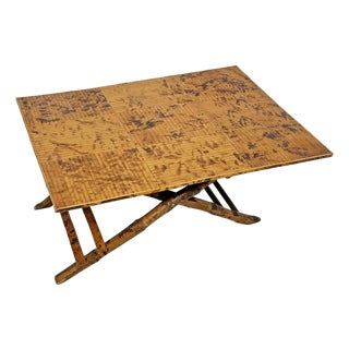 C. 1950s French Bamboo Folding Campaign Style Picnic or Coffee Table For Sale