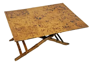 C. 1950s French Bamboo Folding Campaign Style Picnic or Coffee Table
