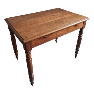 Antique French Oak Desk Table with Drawers, 1920s For Sale