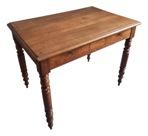Antique French Oak Desk Table with Drawers, 1920s