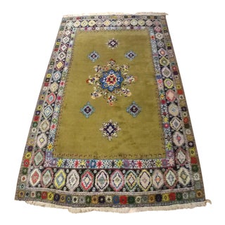 Mid-Century Moroccan Rabat Handwoven Medallion Rug-7’x10’8’” For Sale