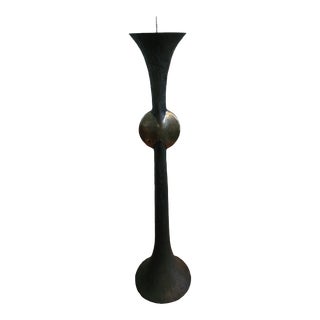 1990s Holly Hunt Bronze Trumpet Candlestick Large by Tom Corbin For Sale