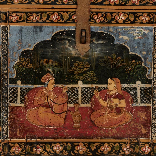 Antique Anglo Indian Painted Domed Box or Chest For Sale In West Palm - Image 6 of 18