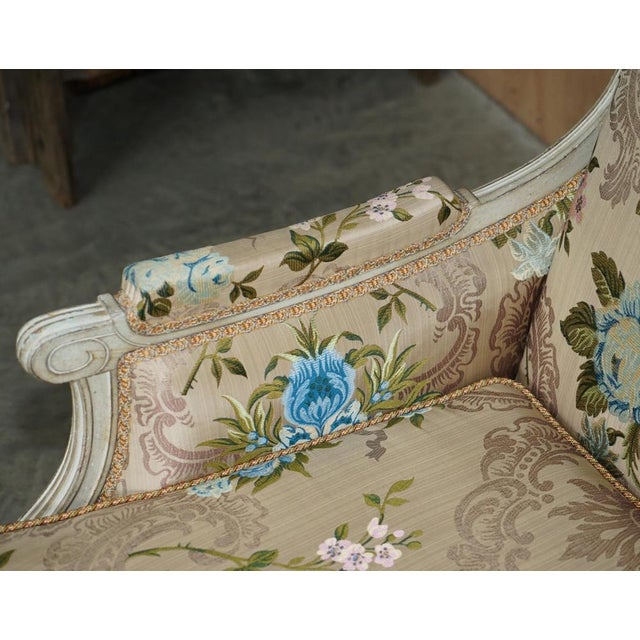 Wood Antique French Charles-Emile Moinat Silk Floral Upholstered Armchairs, Set of 2 For Sale - Image 7 of 18