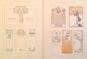 1900's Decorator Prints, Delicate Contours - Pair