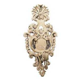 Large Antique Parcel Painted Wooden Chateau Sconce, Circa 1800 For Sale