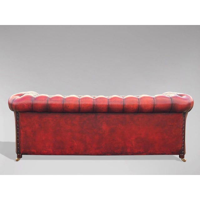 Animal Skin 20th Century Red Leather 3-Seater Chesterfield, 1920s For Sale - Image 7 of 9
