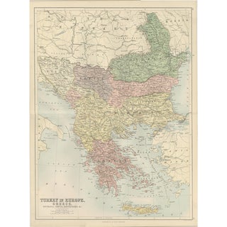 Antique Map of Turkey in Europe,1884 For Sale