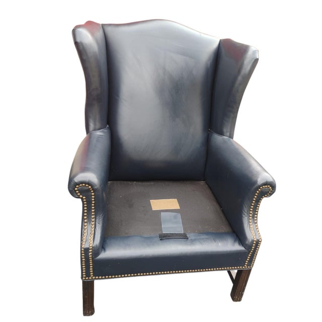Vintage Executive Wingback Armchair by the Renowned Artisans at Yorkshire Leather of Hickory, North Carolina. For Sale In Raleigh - Image 6 of 8