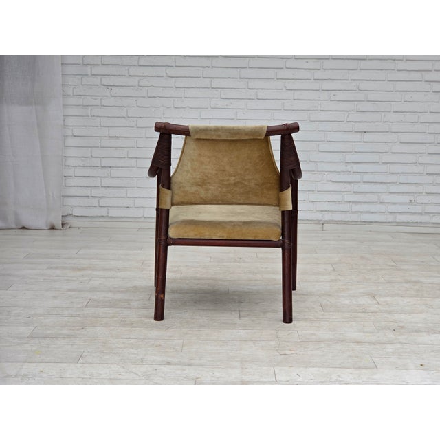 Scandinavian Armchairs with Furniture Velour and Bamboo, 1980s, Set of 2 For Sale - Image 14 of 18