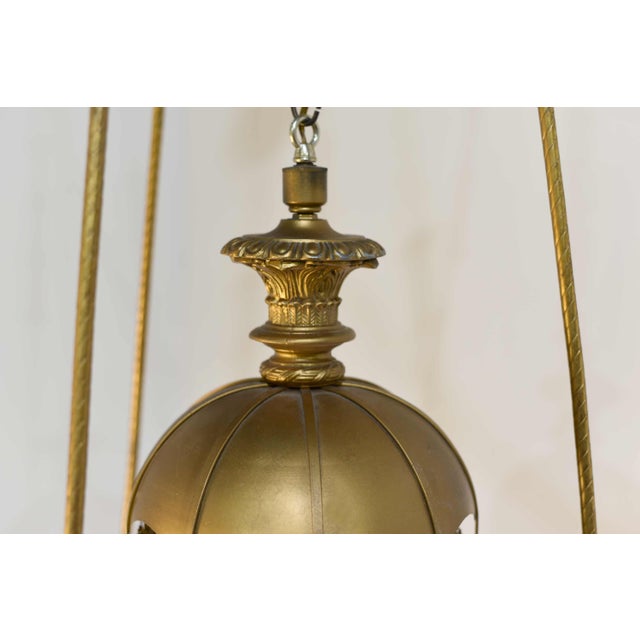 Mid Century Gothic Revival Gold Halo Ring & Crystal Chandelier For Sale - Image 12 of 16