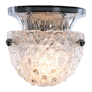 Mushroom Flush Mount in Murano Ice Glass & Chrome from Hillebrand, 1960s, Germany For Sale