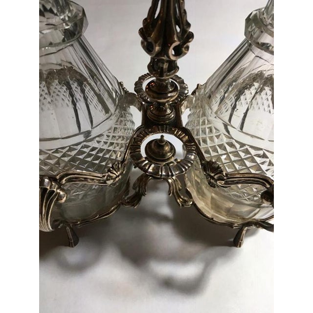 Mid 18th Century George IV Silver Cruet Service Set with Two Cut Glass Bottles, London, 1750s, Set of 3 For Sale - Image 5 of 18