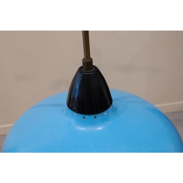 1950s Mid-Century Metallic Roof Lamp Lacquered in Intense Blue, 1950s For Sale - Image 5 of 9