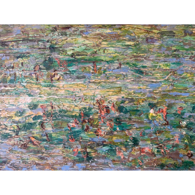 Mid-Century Modern 1960’s Ned Fleishman Expressionist Abstract Oil Painting on Masonite Painting – Framed For Sale - Image 3 of 11