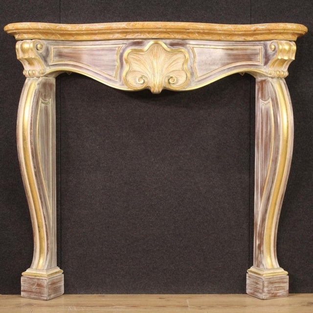 Italian Scenic Painted and Gilded Wooden Fireplace, 1980 For Sale - Image 13 of 13