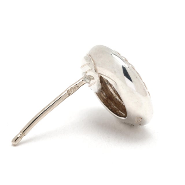 Slane Column Round .12ctw Diamond Stud Earrings, Sterling Silver, Length 10.4 Mm For Sale - Image 4 of 4