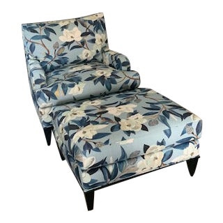 Lee Industries Chair and Ottoman For Sale