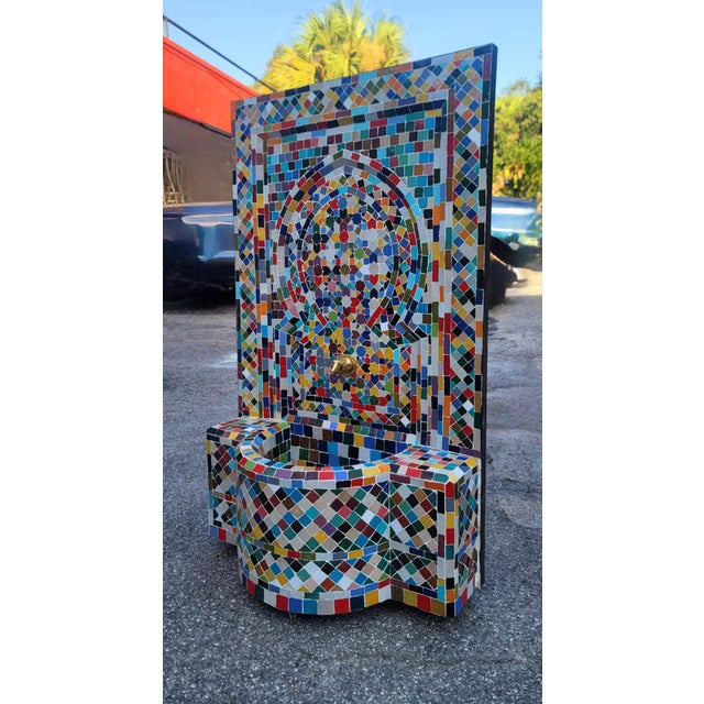2020s Multicolor Handmade Moroccan Mosaic Tile Fountain / Patchwork Style For Sale - Image 5 of 7
