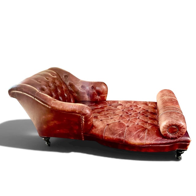 George Smith Aspinall Leather Chaise For Sale In Chicago - Image 6 of 9