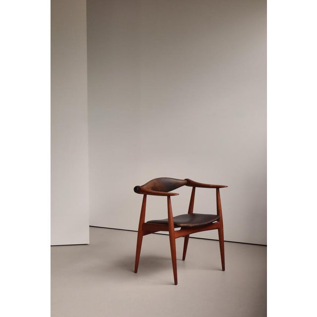 Model CH-34 Armchair in Teak & Black Leather from Hans J. Wegner, 1950s For Sale - Image 3 of 18