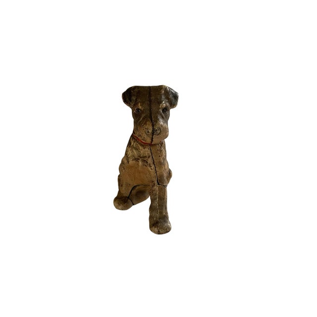 Antique Hubley Wire-Haired Terrier Cast Iron Bank Made USA 1940s-1950s Approx. 4 7/8" Tall x 2 1/2" Wide x 5 3/4" Deep....