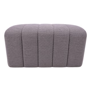 Custom Channel-Tufted Modern Footstool Ottoman in Maharam Fabric For Sale