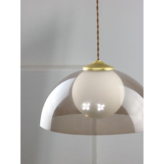 Space-Age Italian Brass, Opaline and Acrylic glass Pendant Lamp For Sale - Image 9 of 18