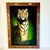 What a stunning oil on velvet painting. The original painting is signed and features a Bengal Tiger standing among Kelly...