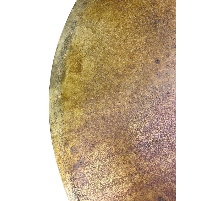 Brass Finish Industrial Modern Round Dining Table For Sale - Image 10 of 11