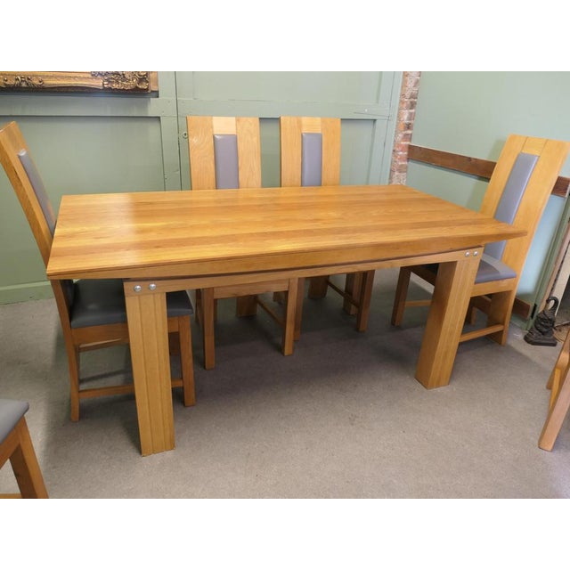 Vintage Dining Table and Chairs in Golden Oak, 1970, Set of 7 For Sale - Image 6 of 8