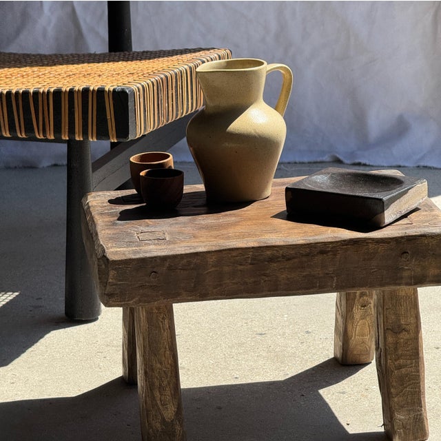 Small Antique Stool in Teak, 1980s For Sale - Image 9 of 11