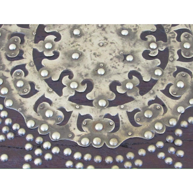 Antique Brass Adorned Zanzibar Trunk For Sale - Image 9 of 18