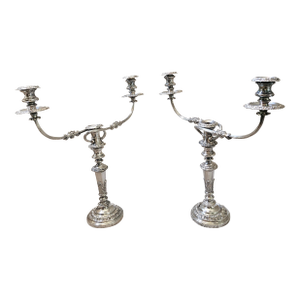 Mid 20th Century Silver Plate Candelabras - A Pair
